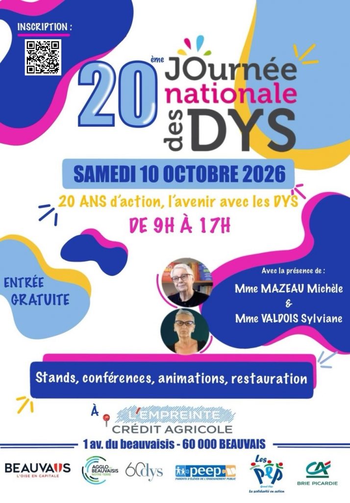 20ème journée nationale des DYS : samedi 10 octobre 2026 (Beauvais, 60)
